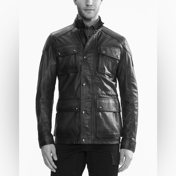 Men's Belstaff 2015 Trialmaster Waxed Leather Jacket, Black, Made